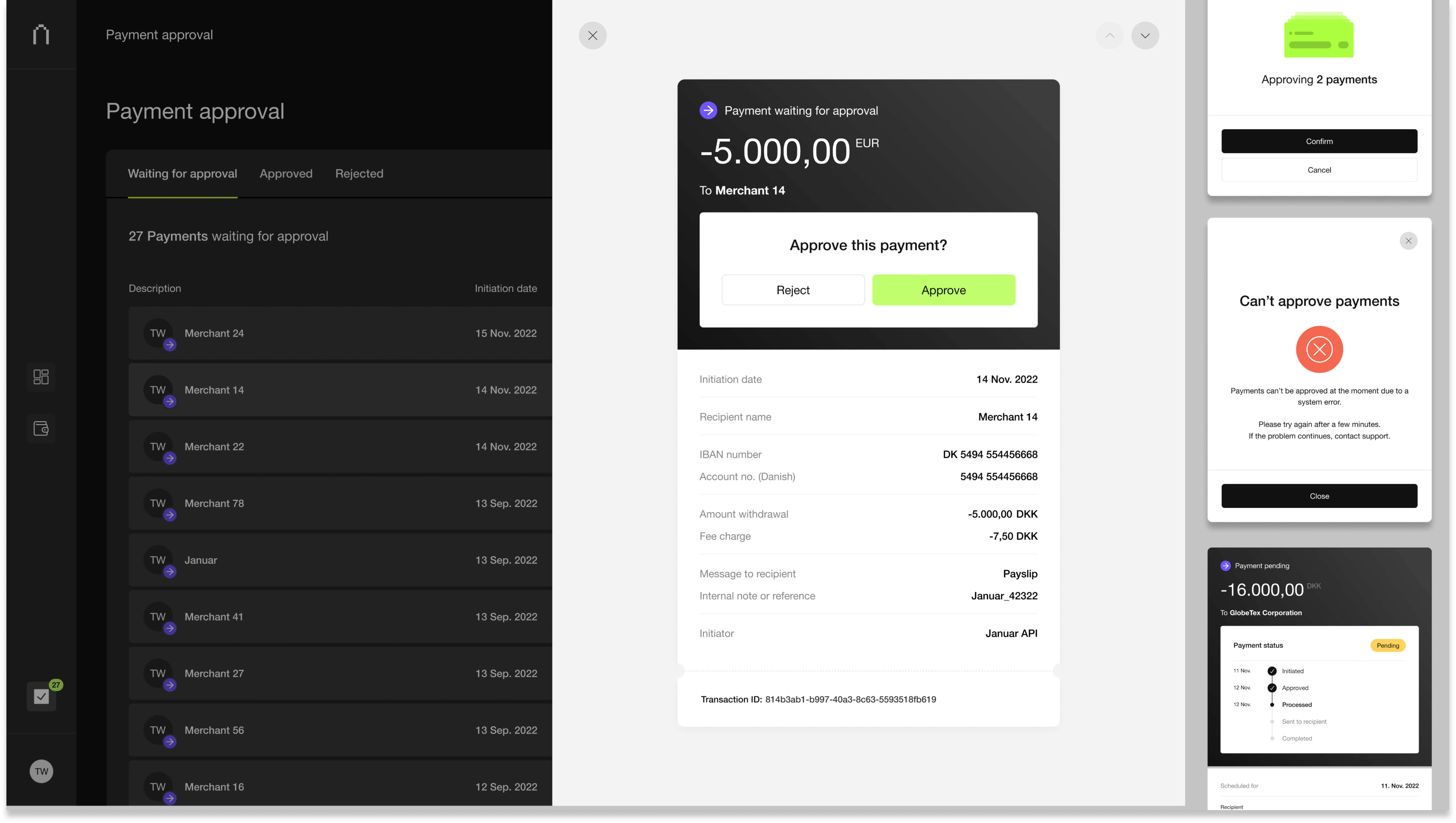 Payment Approval feature