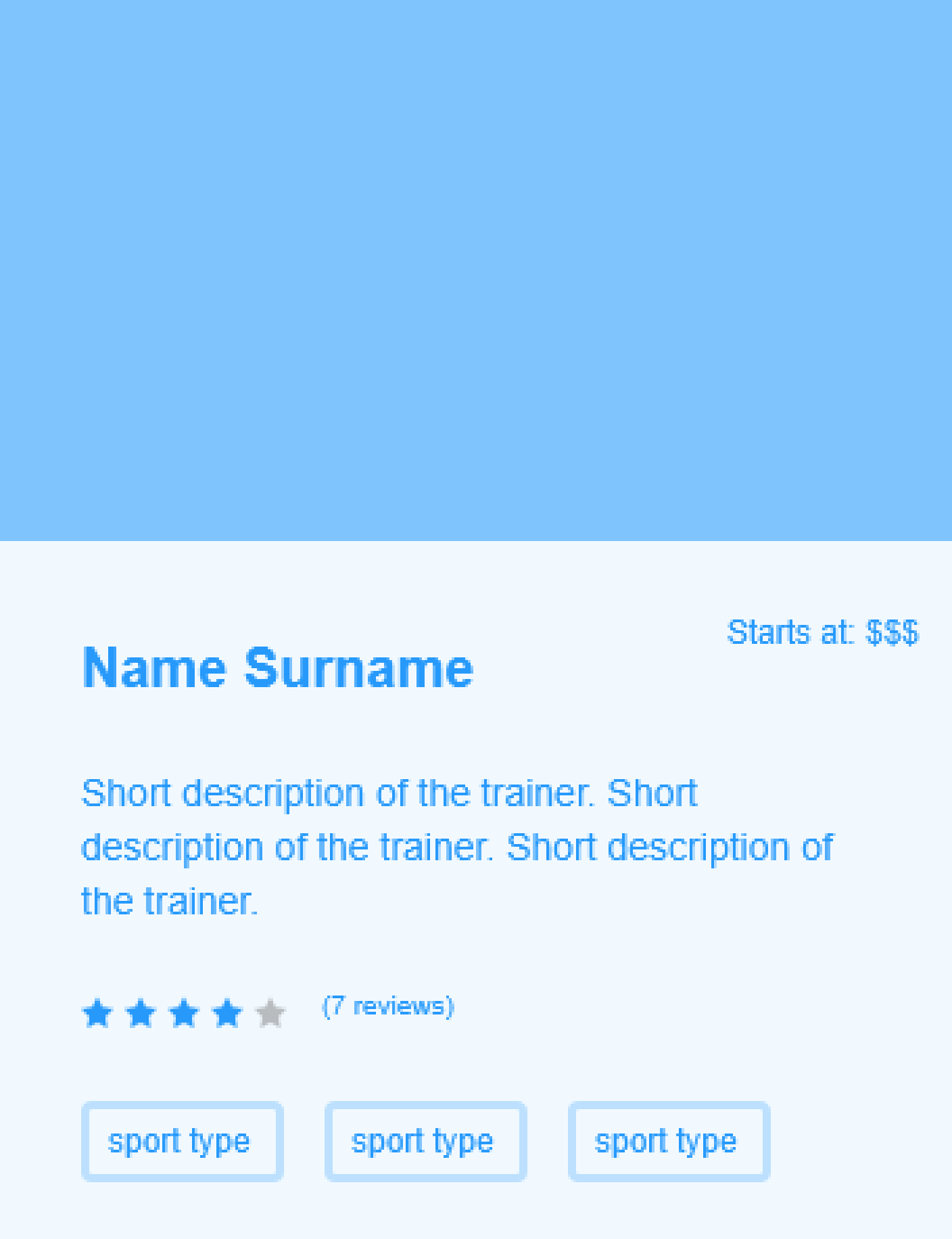 Trainer profile - mockup